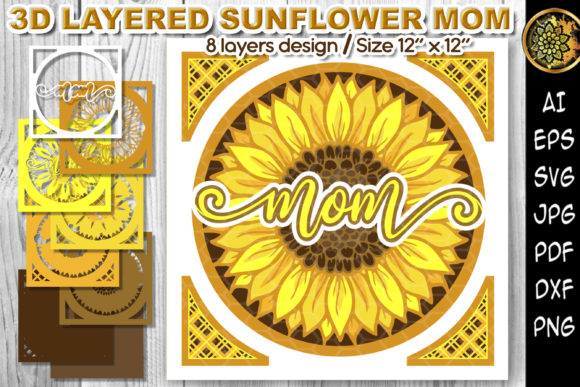 3D Layered Sunflower MOM Papercut Files for Creative DIY and Home Decor