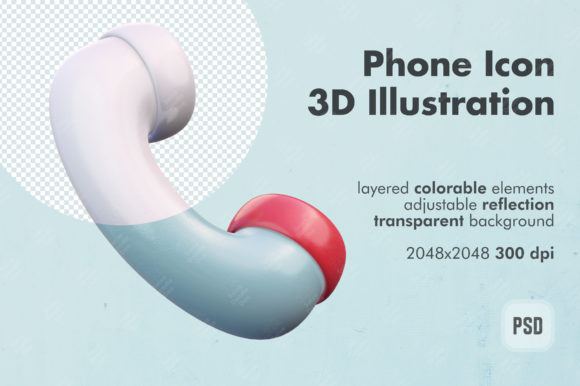 3D Stylized Phone Icon Template for Modern Graphic Design