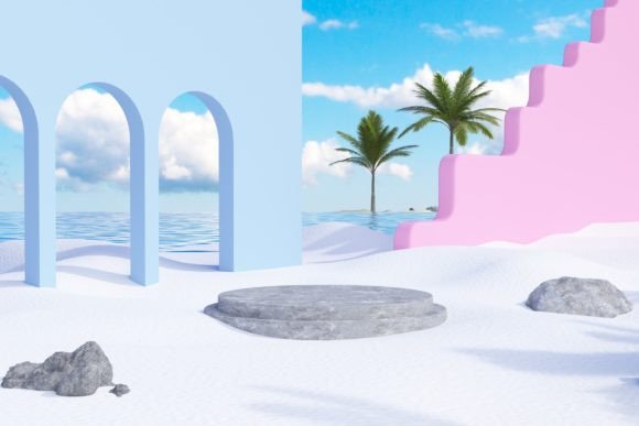 Enhance Your Product Photography with Podium with Stones on Sand Dunes