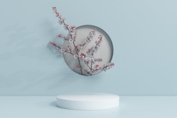 Enhancing Product Displays with Podium with Flower from Round Window: A Modern Approach to Studio Photography
