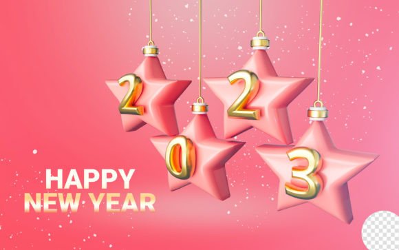 Happy New Year 2023 with Star Shape Banner