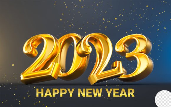 HNY 2023 Golden Metallic Banner Design