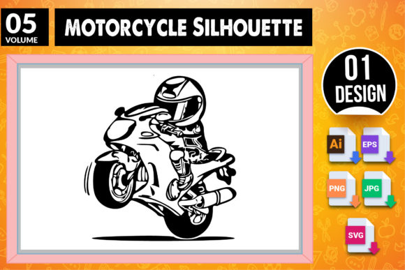 Motorcycle Silhouette SVG Craft Design 5: A Unique Vector Graphic for Creative Projects