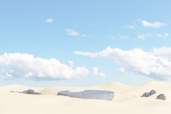 White Product Podium on Sand Dunes for Realistic 3D Product Presentations